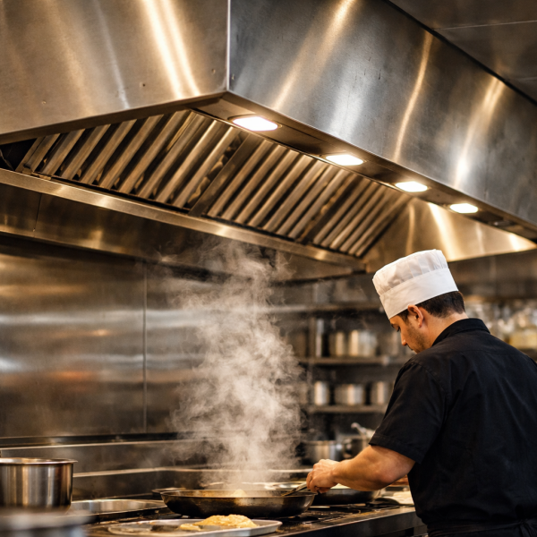 Someone working in a commercial kitchen