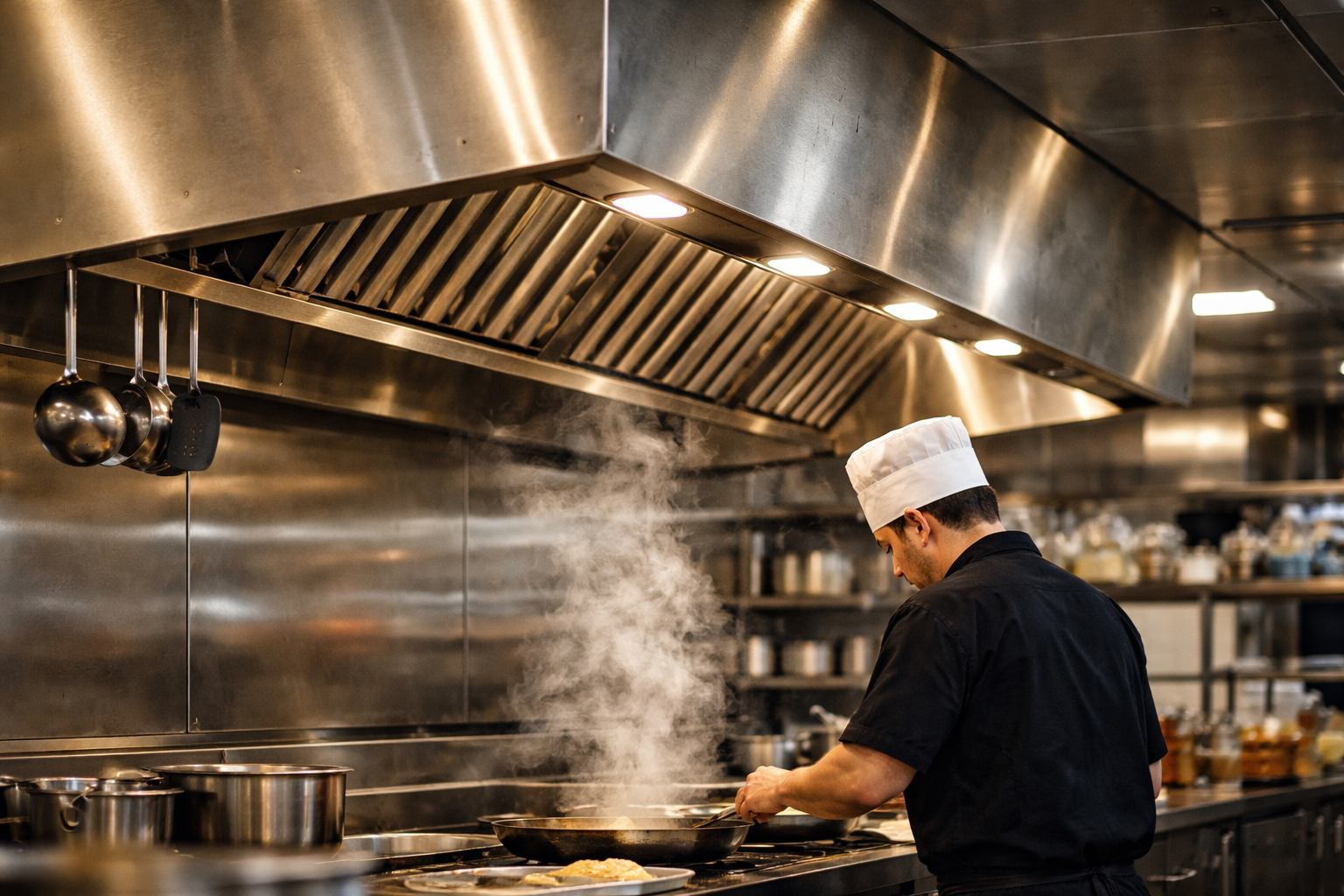 Someone working in a commercial kitchen
